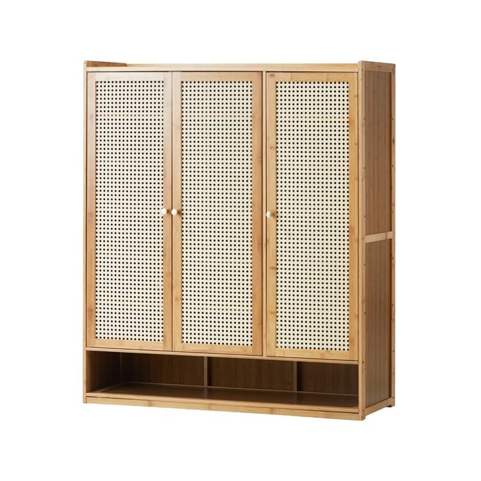 Oikiture 7-Tier 3 Doors Shoe Storage Cabinet Shoes Rack Organiser Shelf Brown