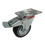Move It 75mm 50kg Black Rubber Swivel Plate Castor With Brake