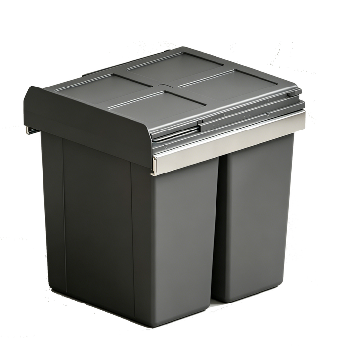 Kaboodle 2 x 31L Grey Side Mount Pullout Bins