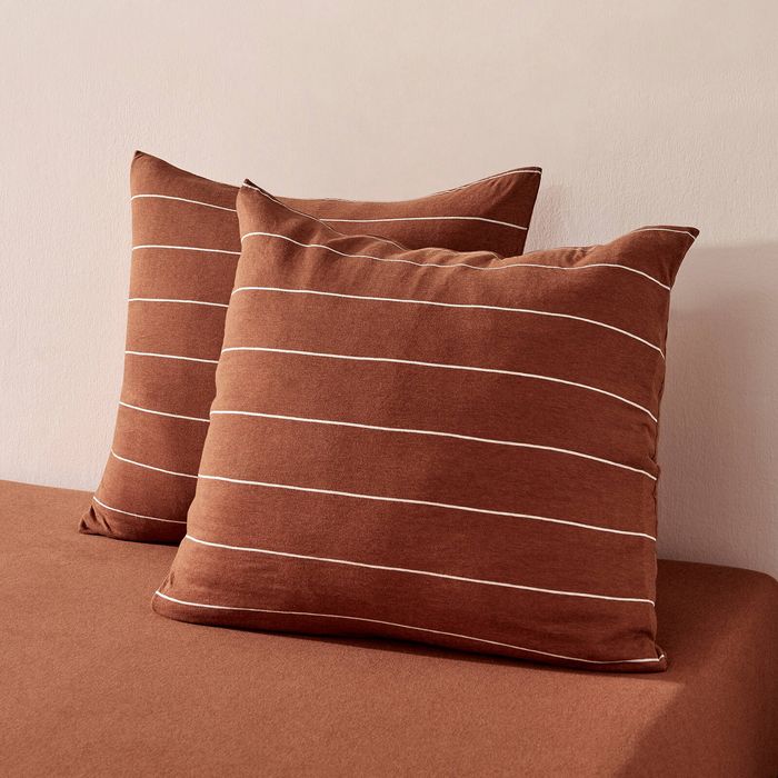 Dreamaker Jersey Luxe 100% Cotton European Pillowcase Twin Pack Rust