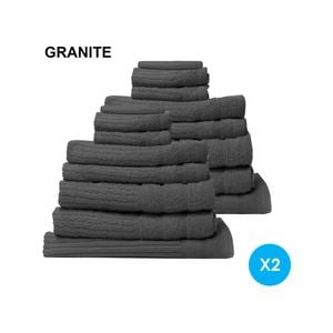 Royal Comfort Eden Towel Set 600GSM Absorbent Granite 16 Piece