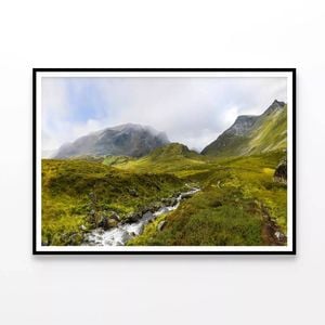 Stream Flowing Green Mountain  Print 100% Australian Made 120x90cm  (Poster)
