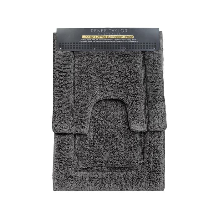 2pc Renee Taylor 2200 GSM Tufted Bath Mat Set Nickel