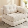 Advwin 3-in-1 Floor Folding Sofa Bed Convertible Sleeper Chair w/ L-Shape Pillow Single Corduroy Lazy Sofa Couch Beige