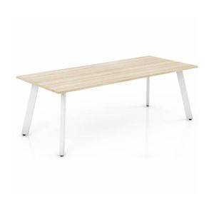 Olg Flare Table 4 Leg White Frame New Oak Ravine Top L2400mm X W1200mm