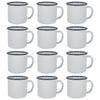 Argon Tableware 130ml Enamel Espresso Cups - Navy - Set Of 12 Metal Drinking Mugs Teacup Coffee Mug Set Hot, Cold Drinks Cups