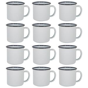 Argon Tableware 130ml Enamel Espresso Cups - Navy - Set Of 12 Metal Drinking Mugs Teacup Coffee Mug Set Hot, Cold Drinks Cups