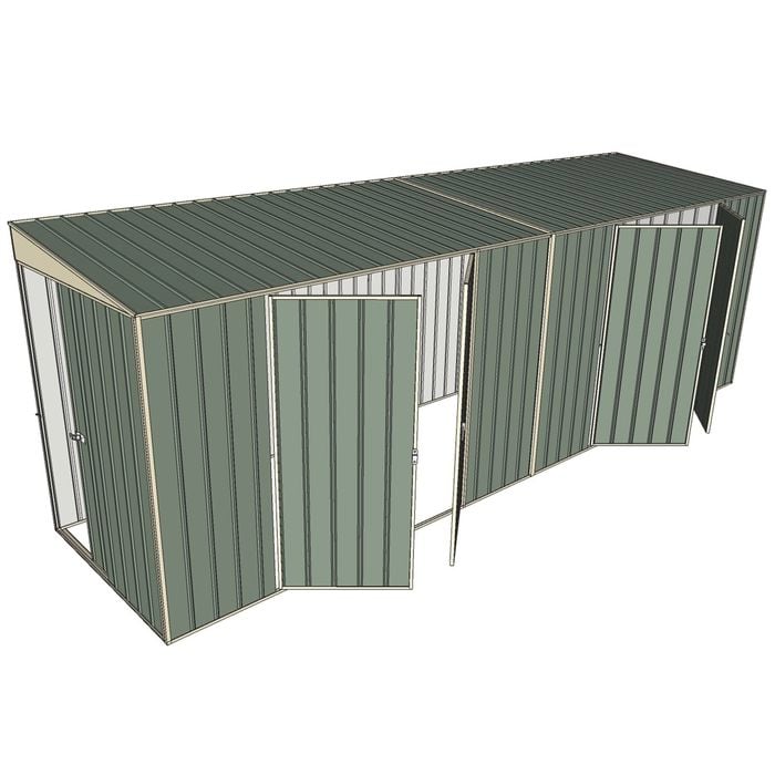 Build-a-Shed 1.5 x 6 x 2m Skillion Dual Double Hinged Side Doors Shed - Green