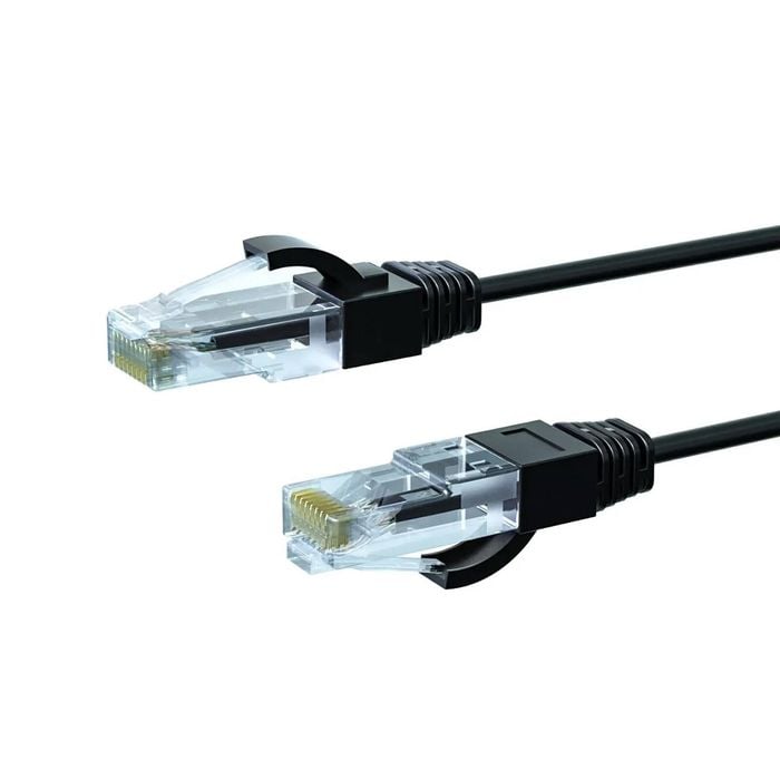 4Cabling 2m Black CAT6A Thin U/UTP LSZH 28 AWG RJ45 Network Cable - 50 Pack