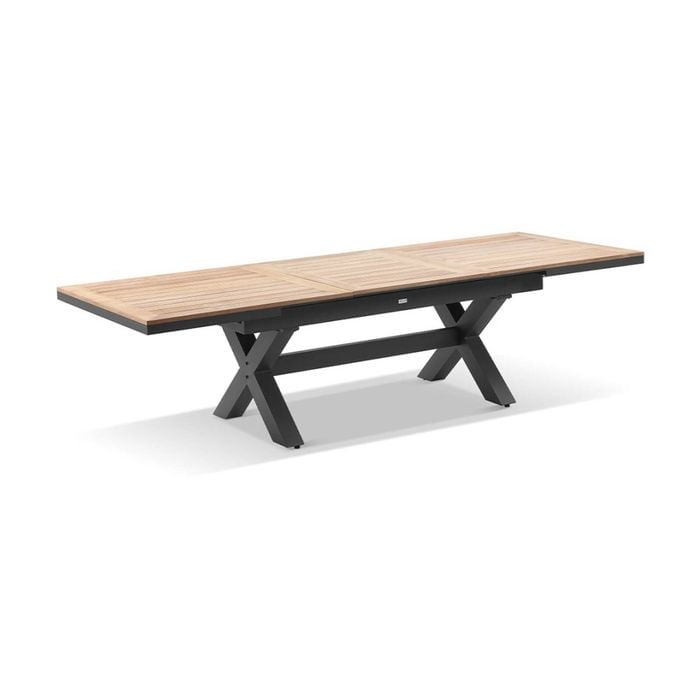 Austin Outdoor 2.2m - 3m Extension Teak Timber And Aluminium Dining Table Charcoal