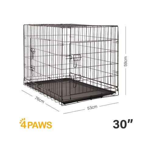 4Paws Dog Cage Pet Crate Cat Puppy Metal Cage ABS Tray Foldable Portable 30 Black Bunnings Australia