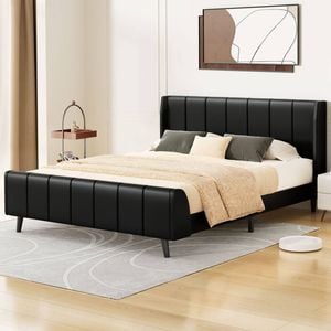 ALFORDSON Bed Frame Queen Black Leather