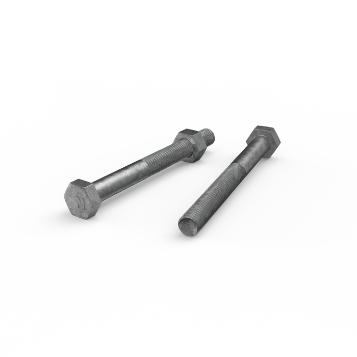 ZENITH M10 x 100mm Hot Dip Galvanised Hex Head Bolts and Nuts - Each
