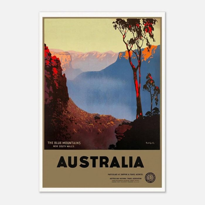Galrie Vintage Australian Travel Poster of the Blue Mountains NSW Wall Art, Poster Only, A0 84 x 119cm (33 X 47inch)