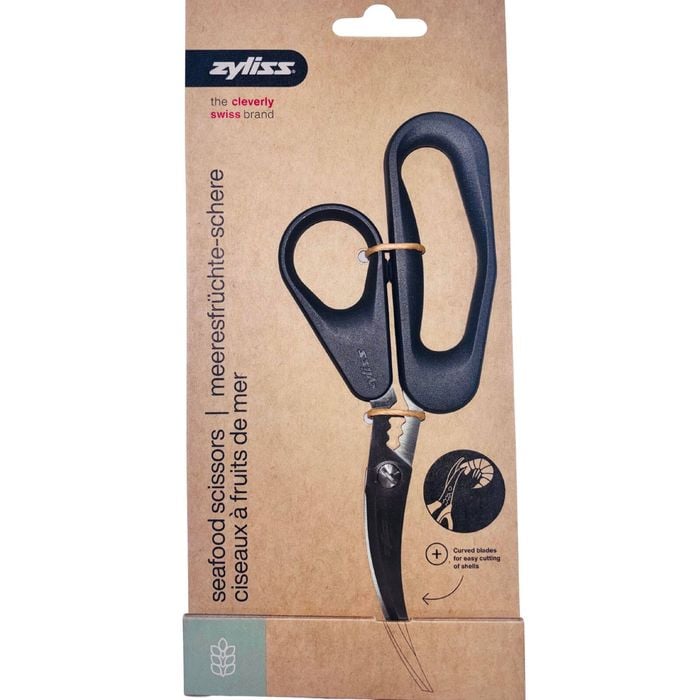 Zyliss Seafood Scissors Curved Blades Shellfish Lobster Crab Built-in Cracker