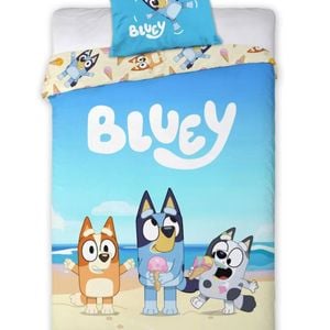 Bluey Beach Day Kids Cotton Quilt Cover Set - Toddler Bed Size