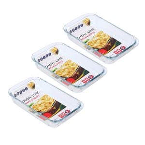 3PK Lemon & Lime Yorkshire Glass Bakeware 1L 25.5X15X4.5cm