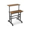 Costway Mobile Stand Up Computer Desk Laptop Cart W/2 Tilting Desktops Adjustable Office Workstation Brown