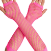 Long Elbow Length Fishnet Gloves Fingerless 70s 80s Wos Costume Party Dance in Hot Pink