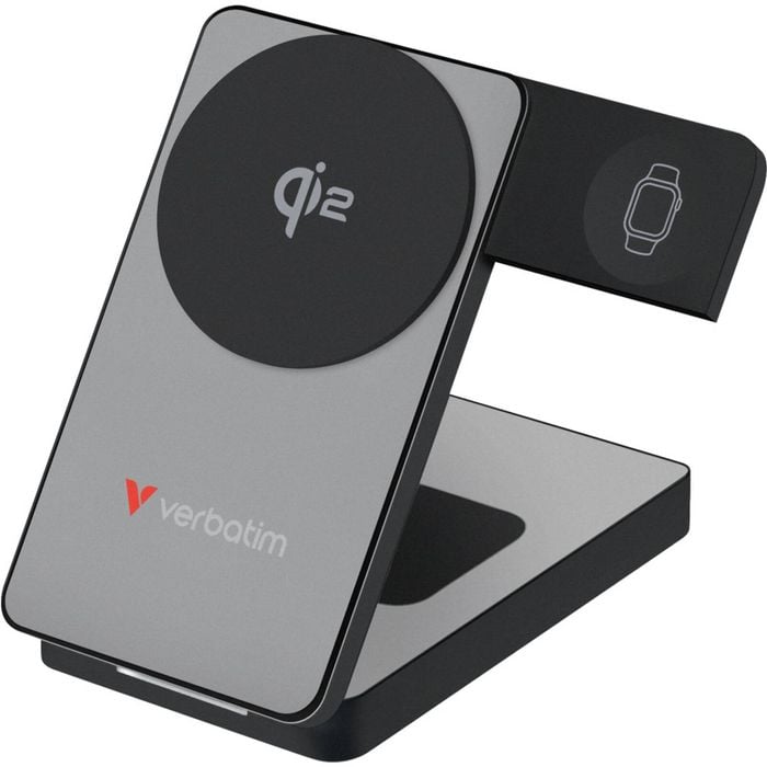 Verbatim 3-in-1 Qi2 Magnetic Wireless Power Bank Magsafe 10000mah Grey