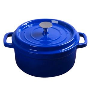 SOGA 24cm Blue Cast Iron Stewpot with Lid – 3.6L
