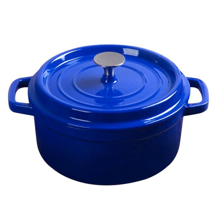 SOGA 24cm Blue Cast Iron Stewpot with Lid – 3.6L