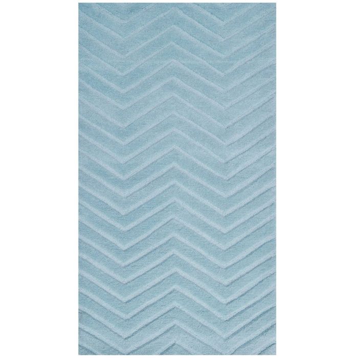 Handmade  Chevron Wool Rug-6428-LT. CYAN-80x150cm