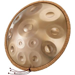 P&P Golden Handpan Drum, 22 in 12 Note D Minor Steel Drum with Mallets, Stand, Bag