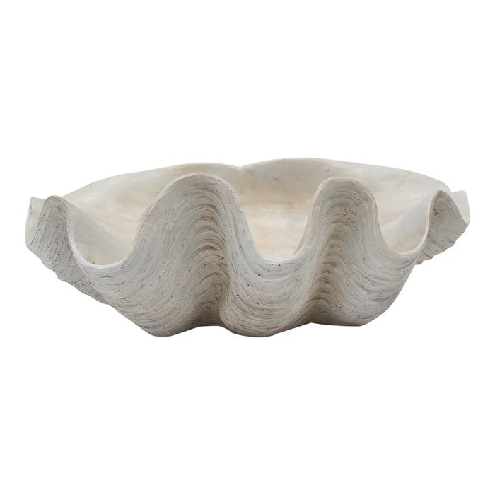 Decorative 53cm Resin Clam Shell/Trinket Tabletop Display Home Decor XL White