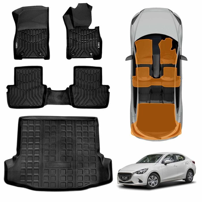 3D Floor Mats Boot Liner for Mazda 2 Sedan 2014-Onwards DL Series Heavy Duty Cargo Trunk Luggage
