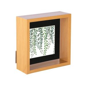 Nicola Spring 3D Deep Box Photo Frame - 6 x 6" with 4 x 4" Mount - Light Wood