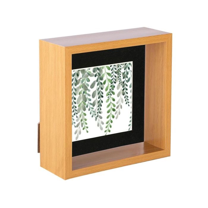 Nicola Spring 3D Deep Box Photo Frame - 6 x 6" with 4 x 4" Mount - Light Wood
