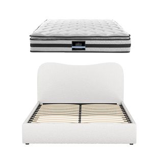 Giselle 21cm Bonnell Pillow Top Mattress Artiss Double Boucle Bed Frame Set