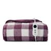 Dreamaker Gingham Plush Electric Heated Throw Blanket Cherry - 130x160cm | Overheat Protection, 9 Heat Setting, Machine Washable