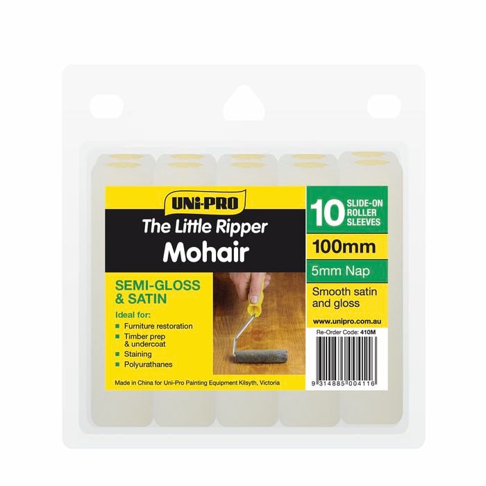 UNi-PRO 100mm Little Ripper Mohair Roller Cover 10 Pack 5mm Nap