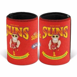 AFL Retro Stubby Can Cooler - Gold Coast Suns - Drink - Rubber Base
