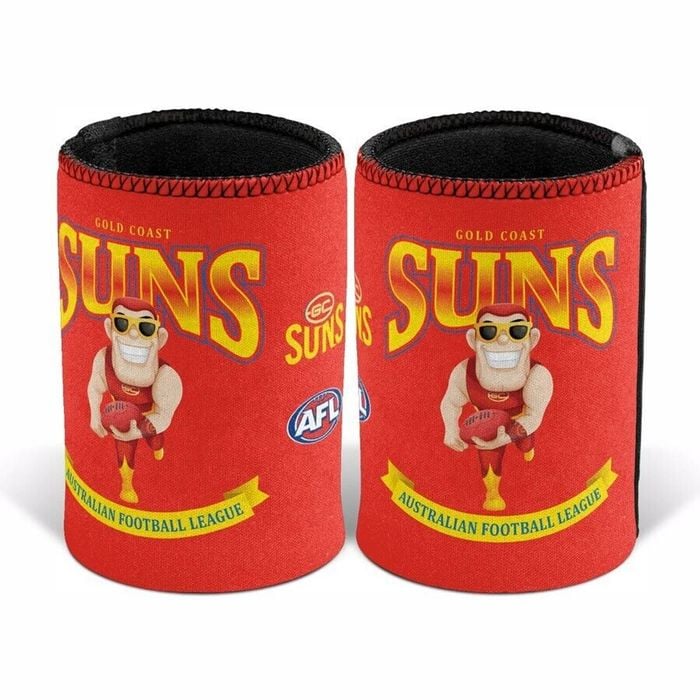 AFL Retro Stubby Can Cooler - Gold Coast Suns - Drink - Rubber Base