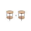 Seek and Ramble Cleo Set Of 2 40cm Round Side Tables With Storage Shelf Ash Bundle