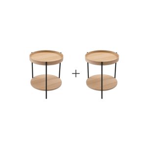 Seek and Ramble Cleo Set Of 2 40cm Round Side Tables With Storage Shelf Ash Bundle