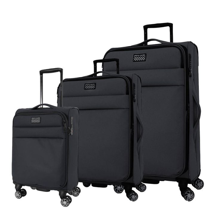 3pc Pierre Cardin Soft Water Repellent Suitcase Sml/med/lrg Luggage Set Charcoal