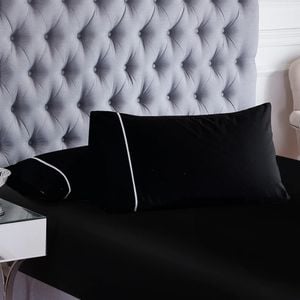 CottonMore 100% Cotton Black Fitted Sheet & Two Matching Pillowcases - Queen