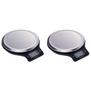 2PK Acurite Round Stainless Steel Digital Kitchen Scale 1g/5kg Black