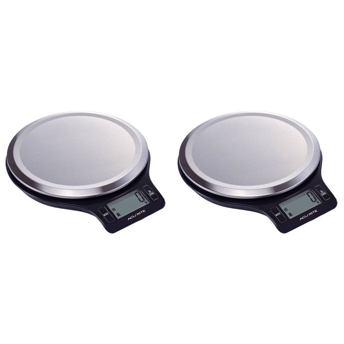 2PK Acurite Round Stainless Steel Digital Kitchen Scale 1g/5kg Black