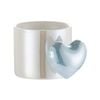 Lovely 3D Heart Love Ceramic Cup Mug Puffy Heart Handle with Gift Box (Blue)