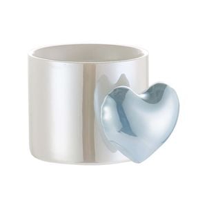 Lovely 3D Heart Love Ceramic Cup Mug Puffy Heart Handle with Gift Box (Blue)
