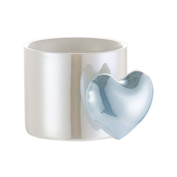 Lovely 3D Heart Love Ceramic Cup Mug Puffy Heart Handle with Gift Box (Blue)