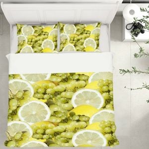 3D Lemon Grape 265 Bed Pillowcases Quilt Queen Size