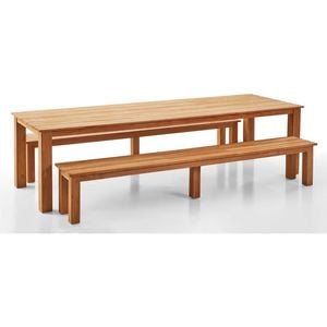 Barbados Outdoor Teak 3m Rectangle Table With 2 Bench Seats