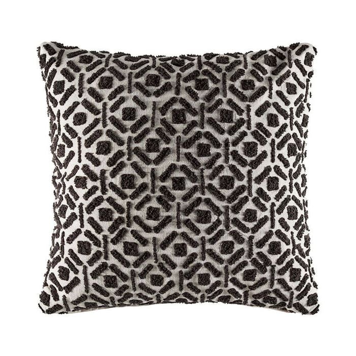 Kas Australia Kinhasa Filled Cushion Decor Square 50x50cm - Charcoal