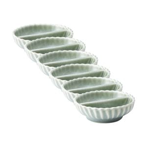 6pk Ecology Ritual Rippled Porcelain Salt & Pepper Pinch Dish Willow Green 9.5cm